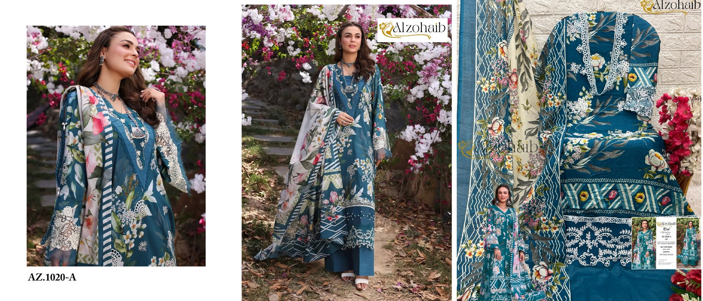 1020A Elaf Chikankari Vol 2 Al Zohaib Pakistani Salwar Suits