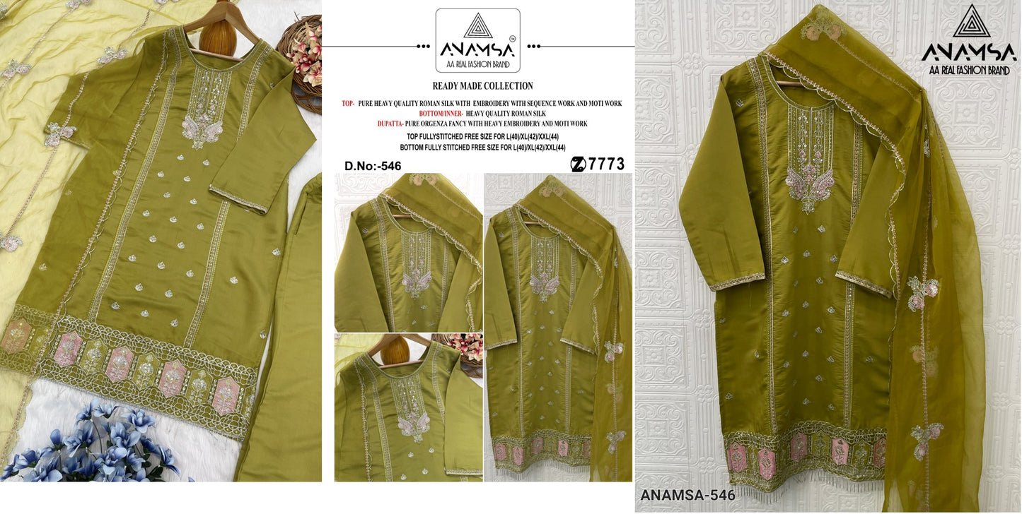 546 Anamsa Roman Silk Pakistani Readymade Suits