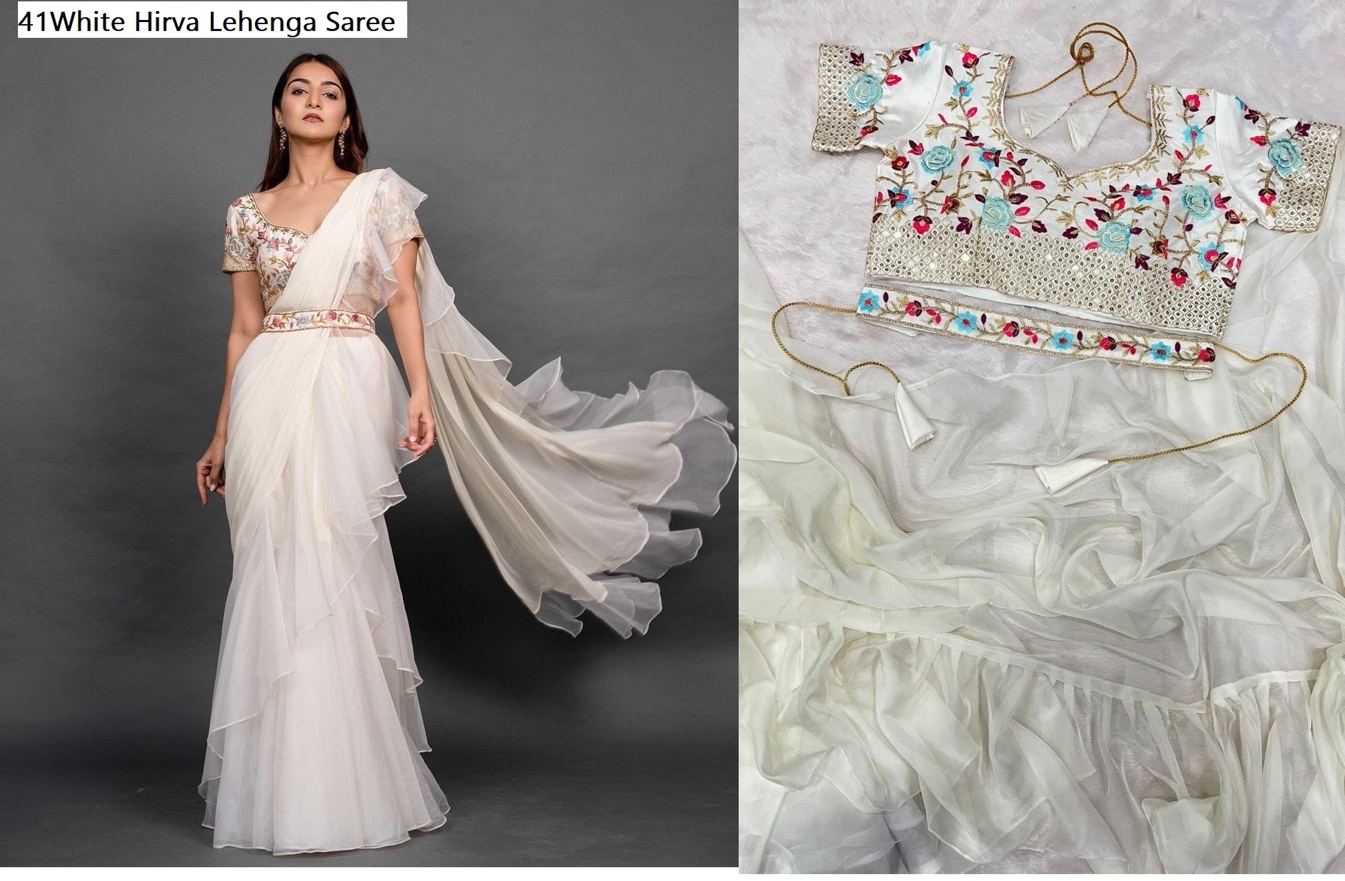 41White Hirva Lehenga Saree
