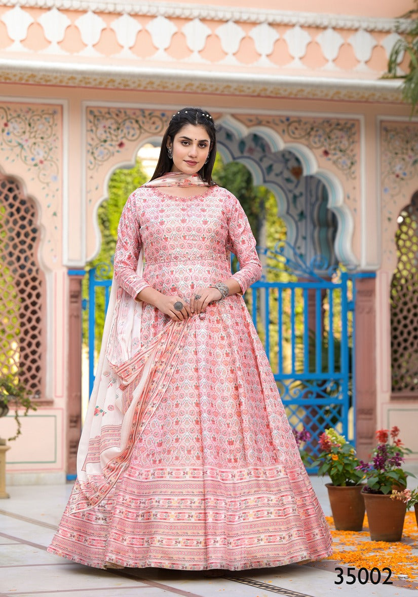 35002 Ramya Tejasvee Gown Dupatta Set