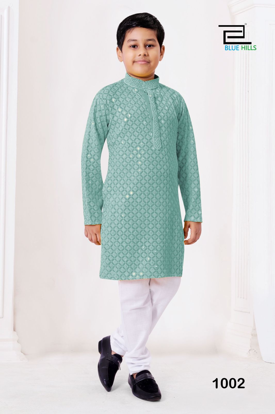 Chikankari Prince Rama Bluehills Boys Kurta Pyjama