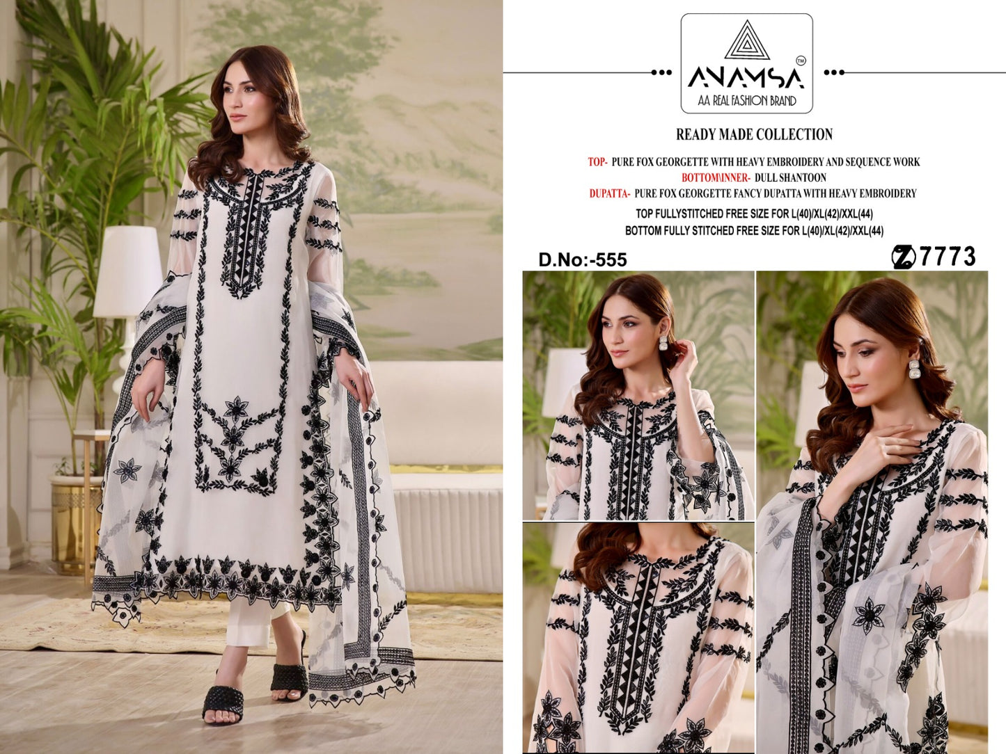 555 Anamsa Sequence Work Pakistani Readymade Suits