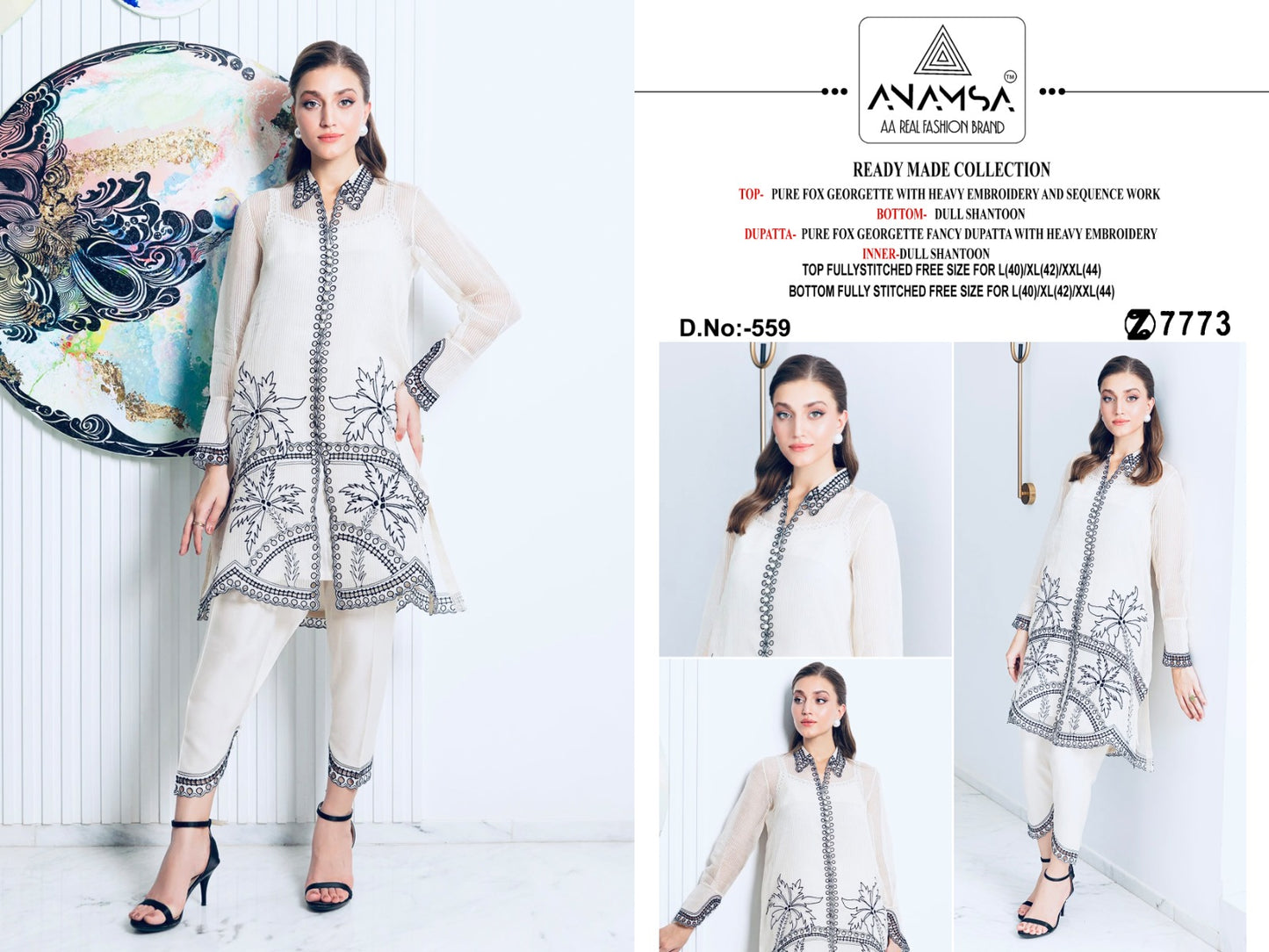 559 Anamsa Sequence Work Pakistani Readymade Suits