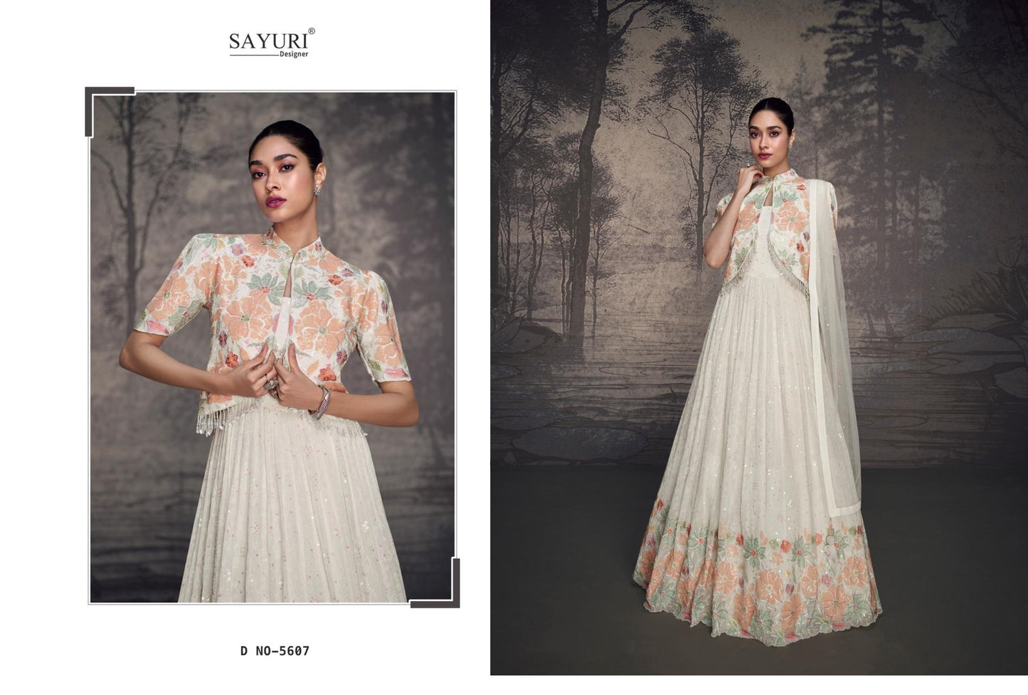 5607 Bahaar Sayuri Embroidered One Piece Gown
