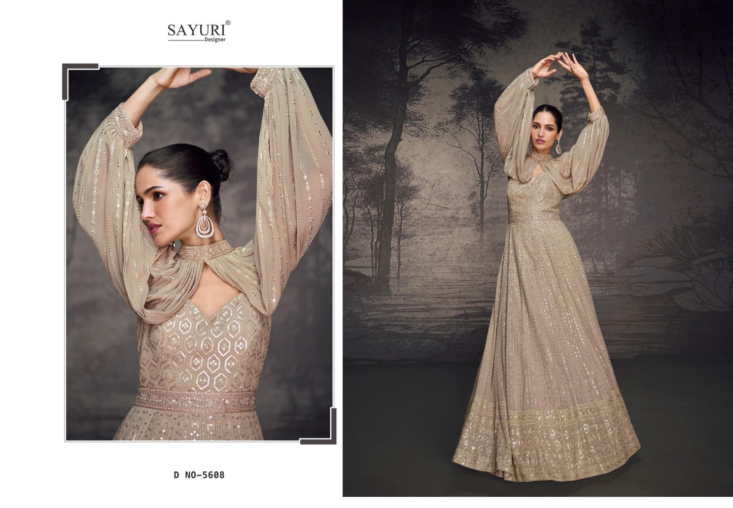 5608 Bahaar Sayuri Embroidered One Piece Gown