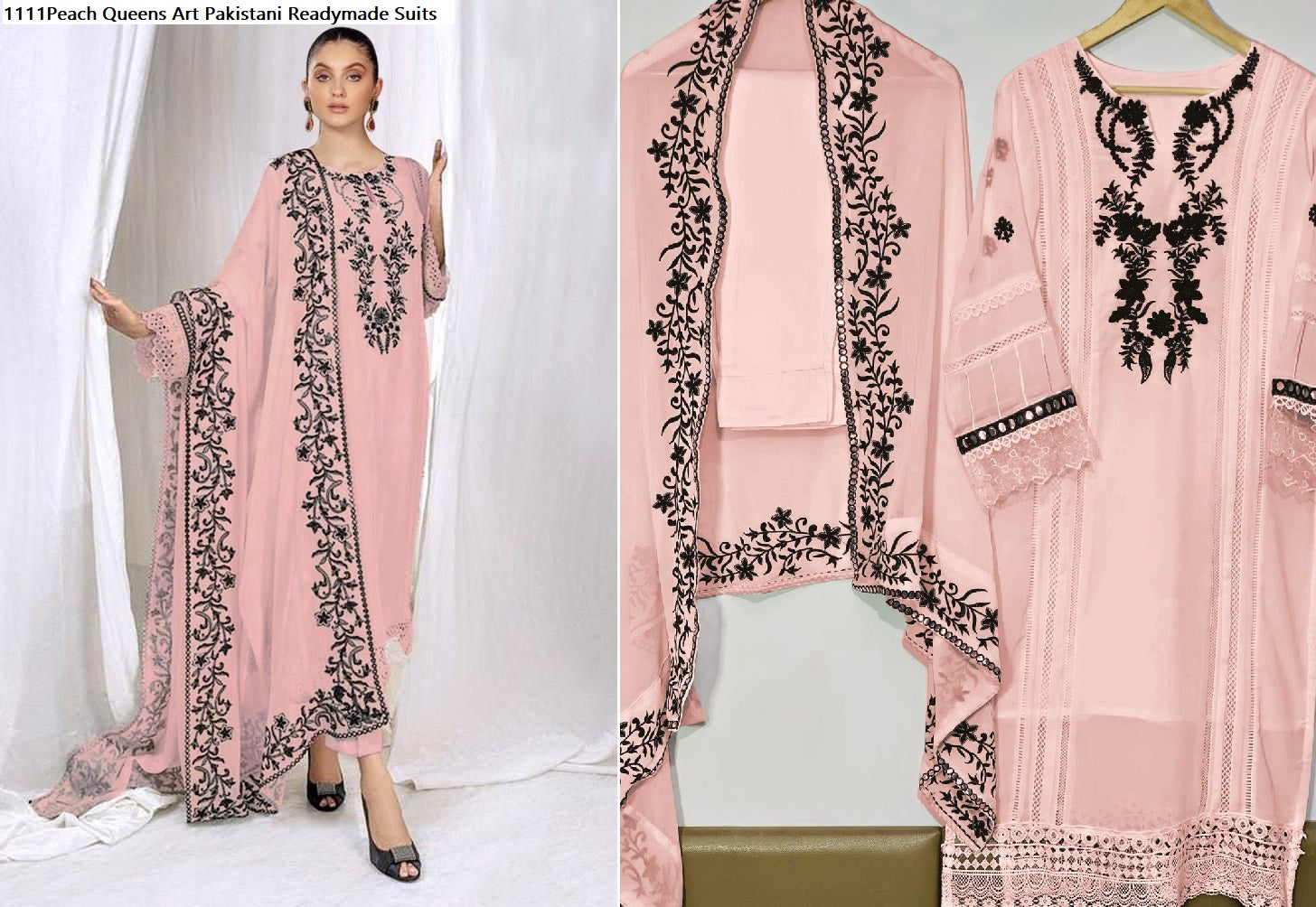 1111Peach Queens Art Pakistani Readymade Suits