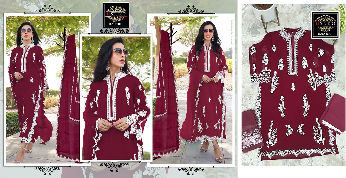 1114 Maroon Eleven Studio Pakistani Readymade Suits