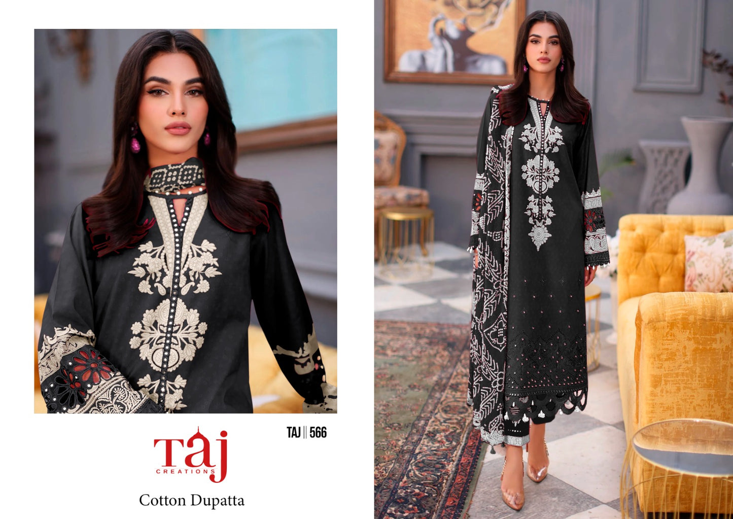 566 Taj Creations Embroidered Pakistani Patch Suits