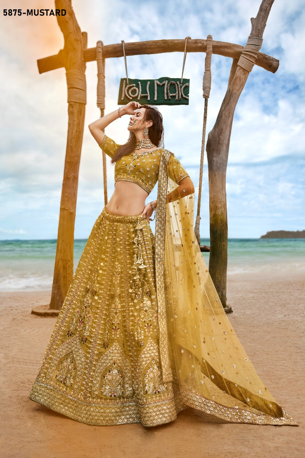 5875 Mustard Pf Lehenga Choli