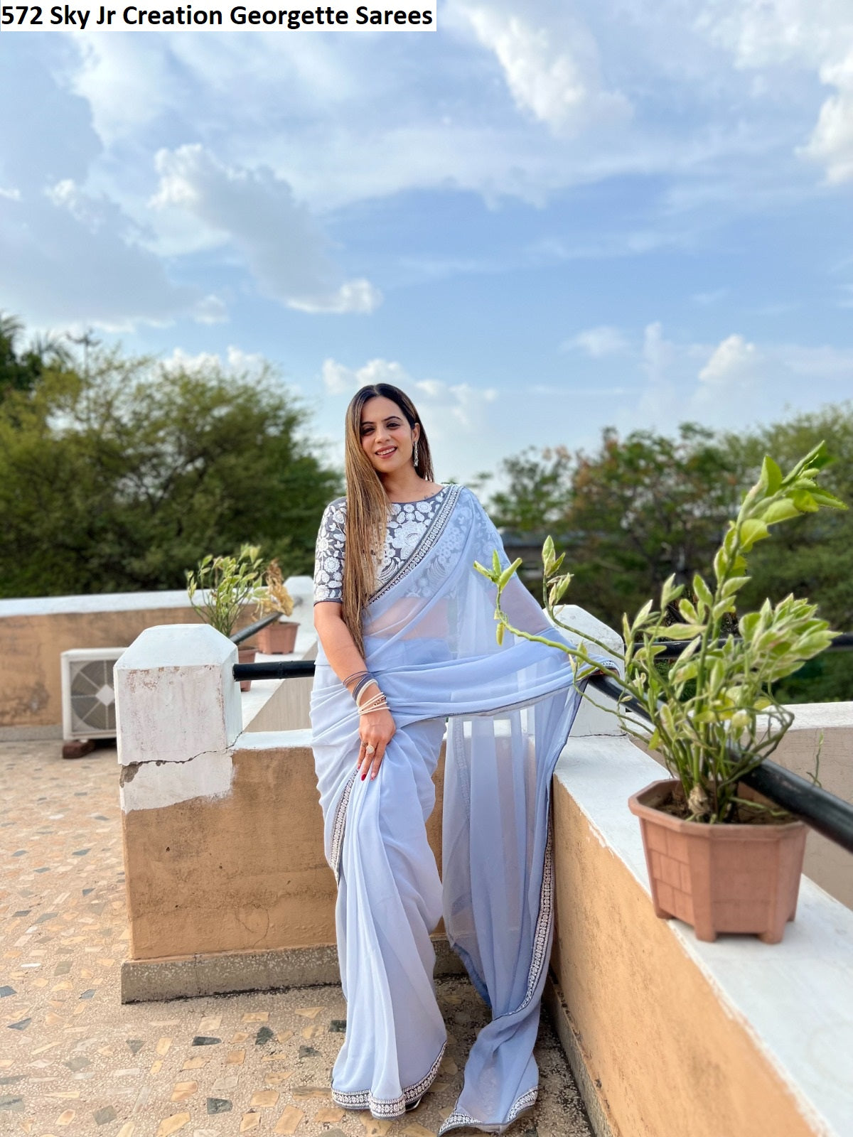 572 Sky Jr Creation Georgette Sarees