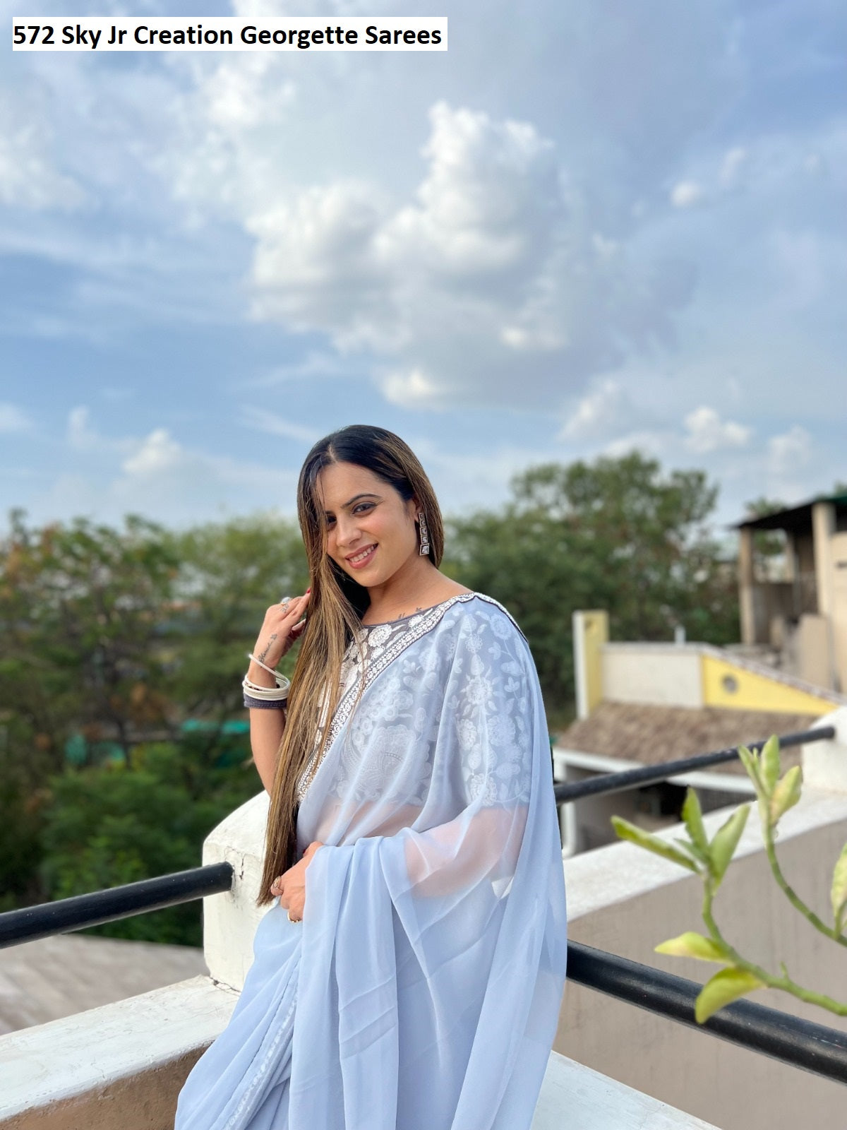 572 Sky Jr Creation Georgette Sarees
