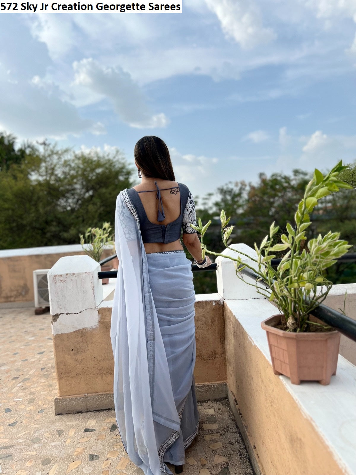 572 Sky Jr Creation Georgette Sarees