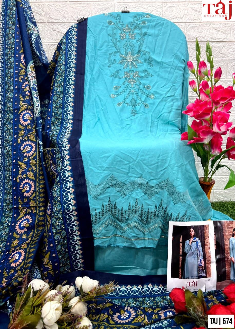 574 Taj Creations Embroidery Pakistani Salwar Suits