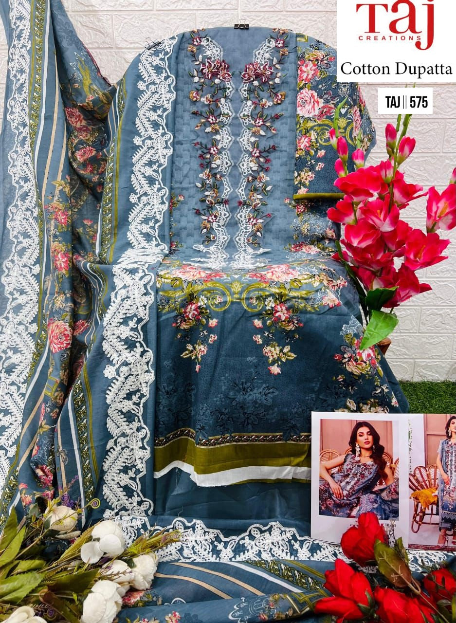 575 Taj Creations Print Karachi Unstitched Suits