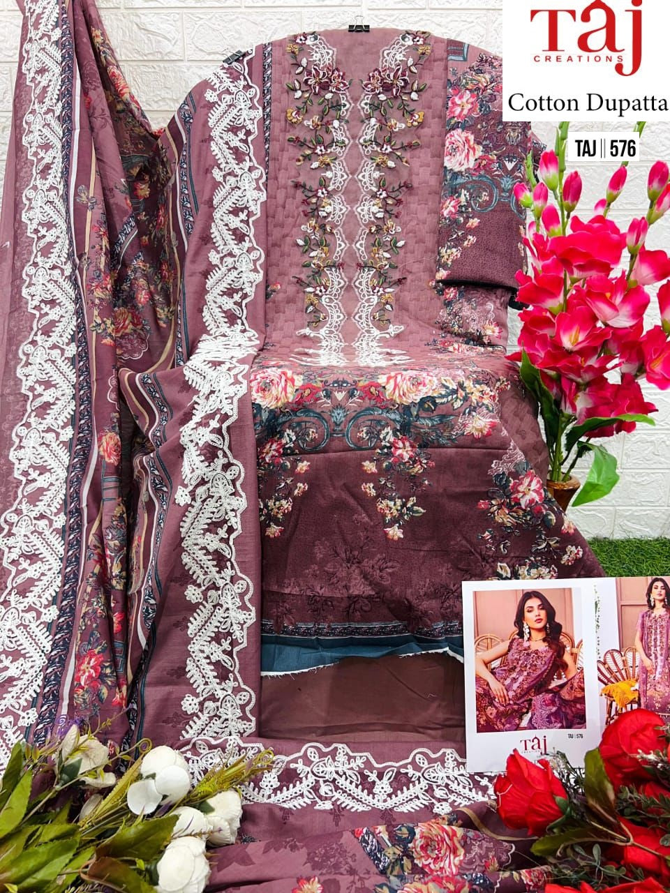 576 Taj Creations Print Karachi Unstitched Suits