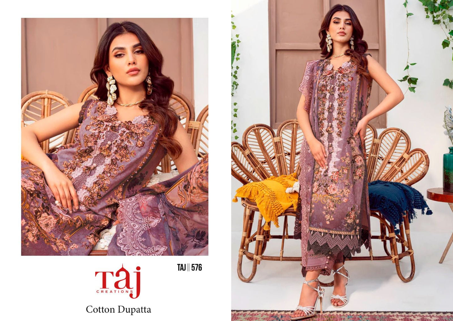 576 Taj Creations Print Karachi Unstitched Suits
