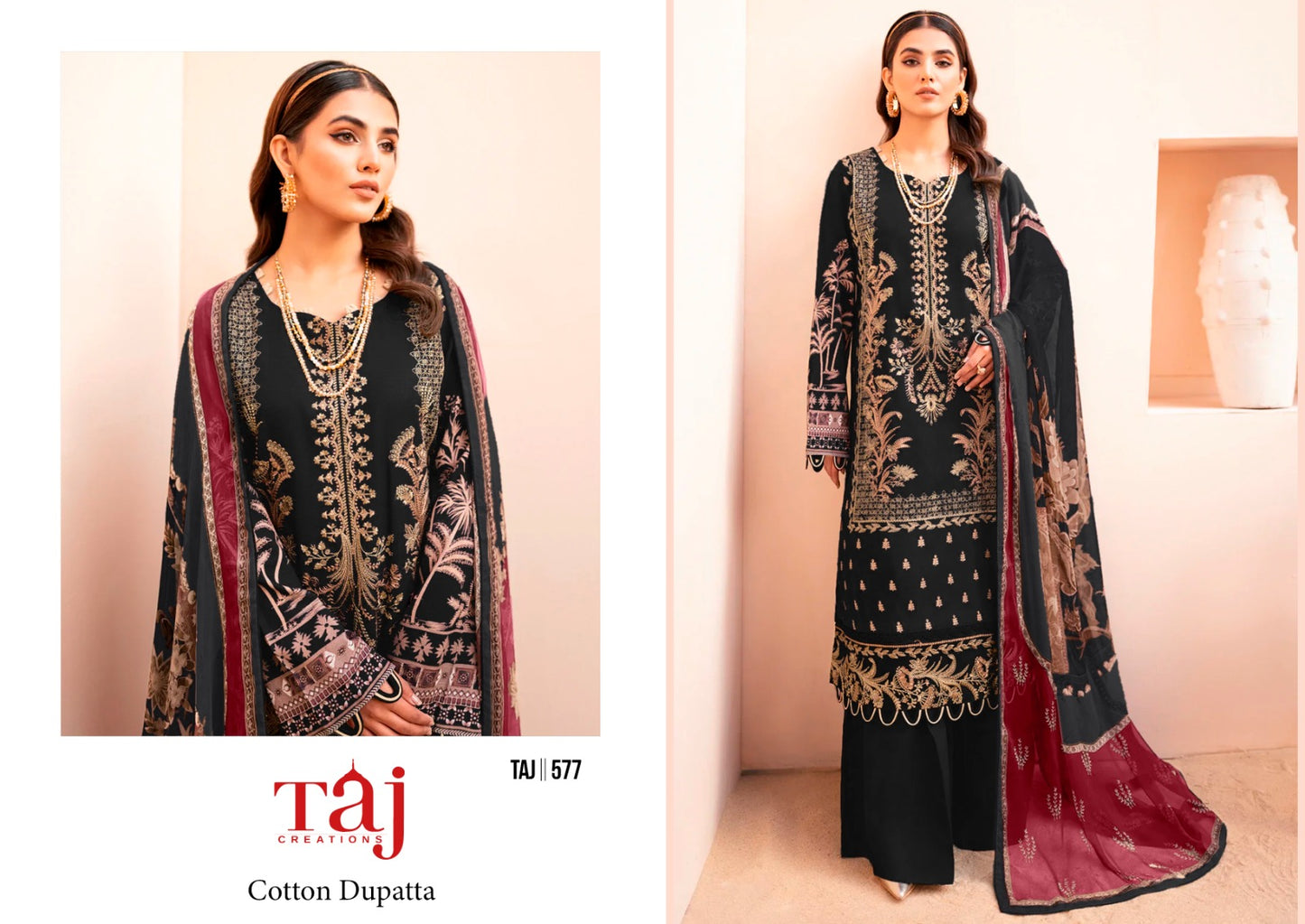 577 Taj Creations Print Pakistani Salwar Suits