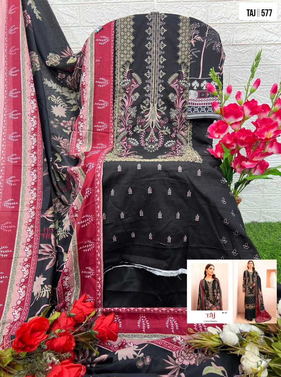 577 Taj Creations Print Pakistani Salwar Suits