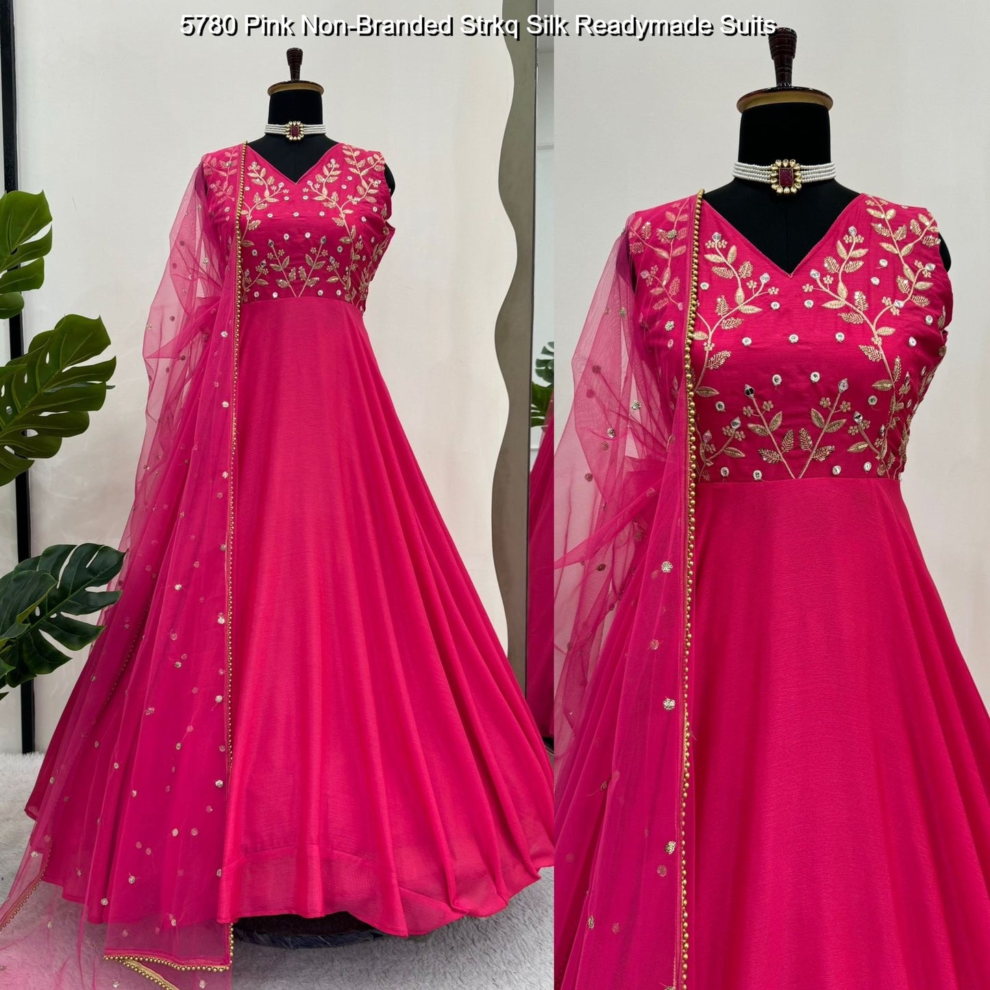 5780 Pink Non-Branded Strkq Silk Readymade Suits