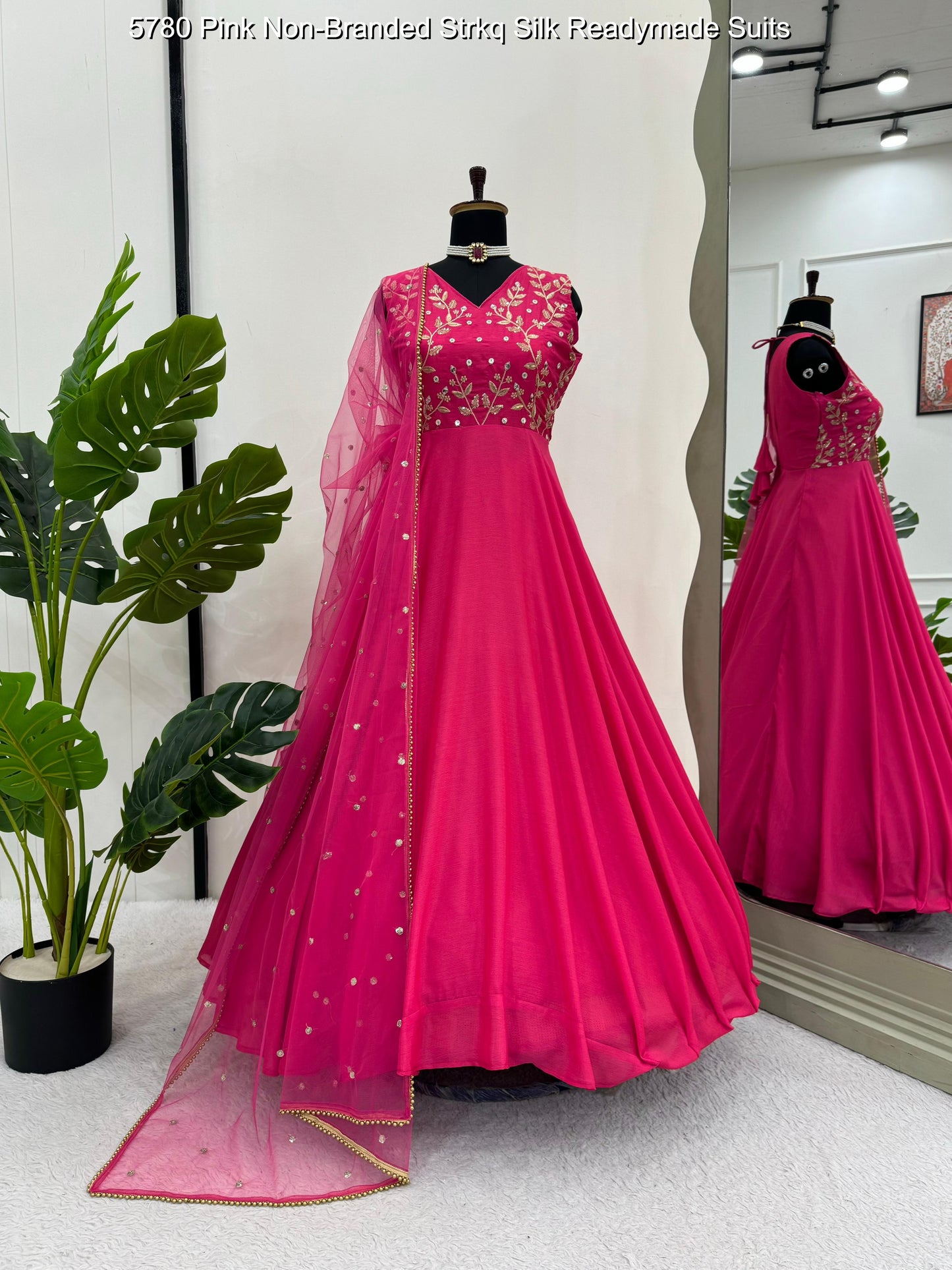 5780 Pink Non-Branded Strkq Silk Readymade Suits
