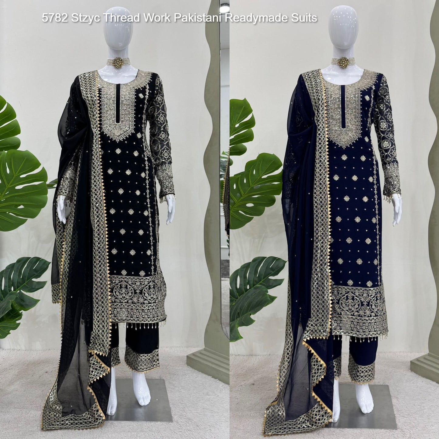 5782 Stzyc Thread Work Pakistani Readymade Suits