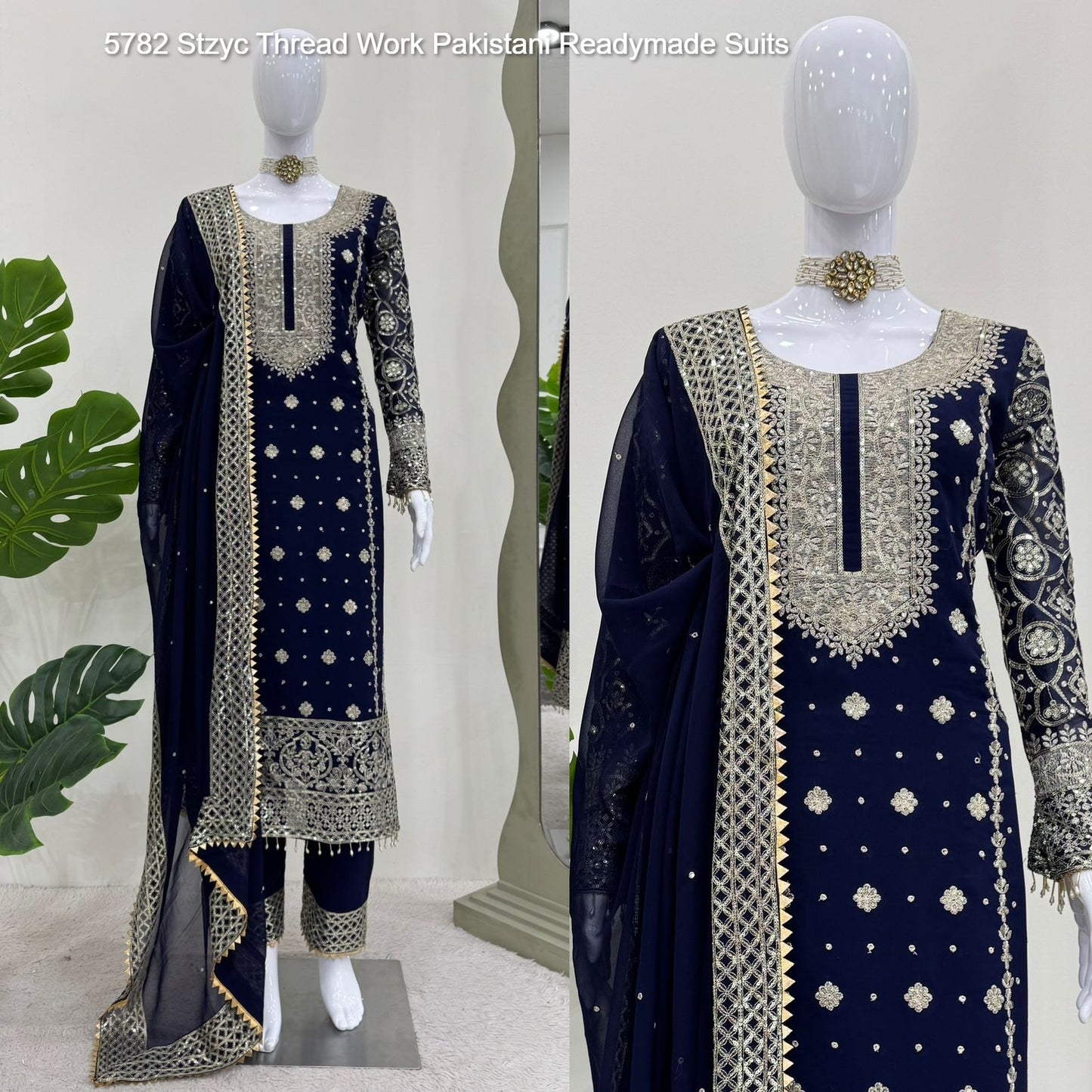 5782 Stzyc Thread Work Pakistani Readymade Suits