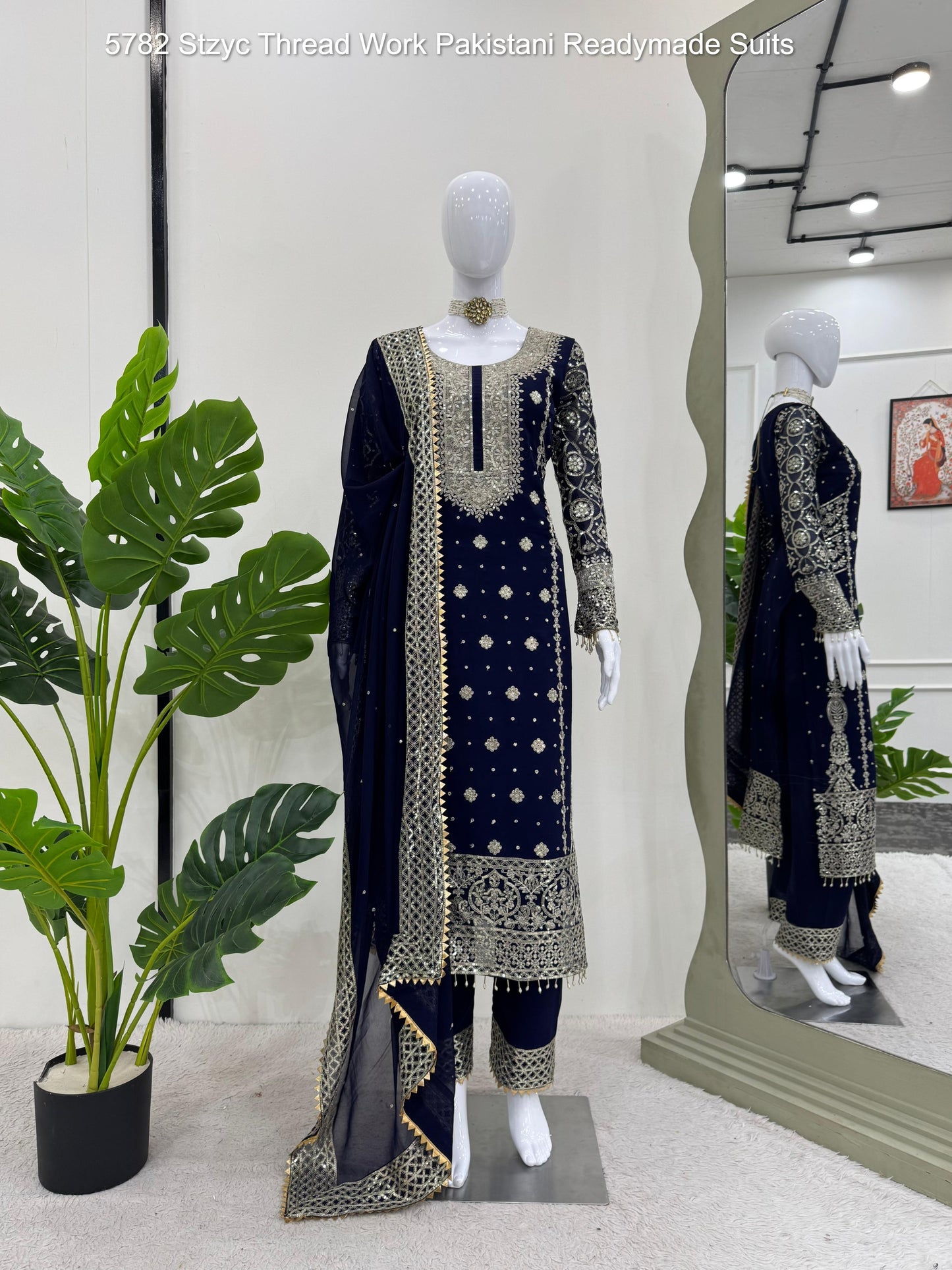 5782 Stzyc Thread Work Pakistani Readymade Suits
