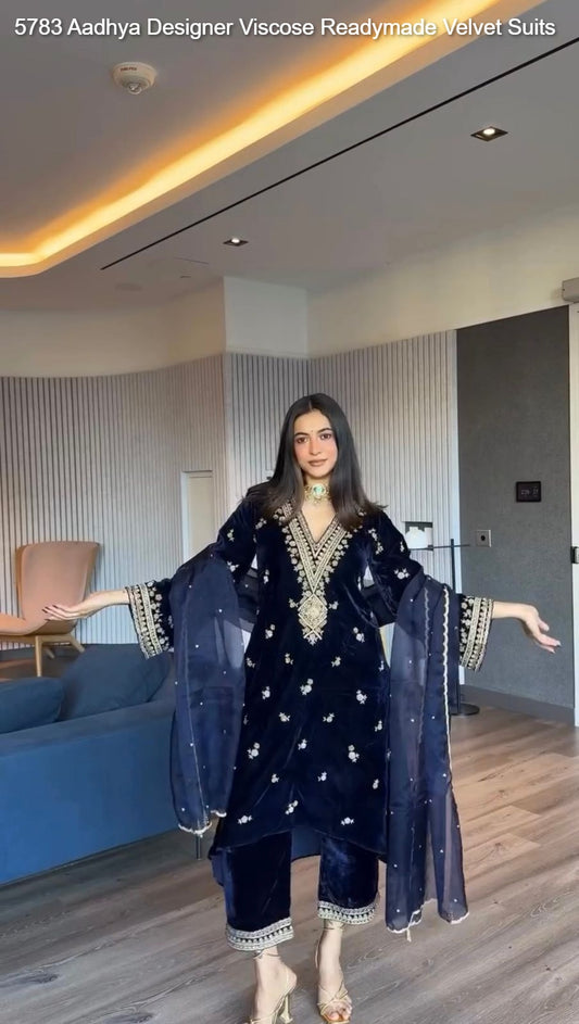 5783 Aadhya Designer Viscose Readymade Velvet Suits
