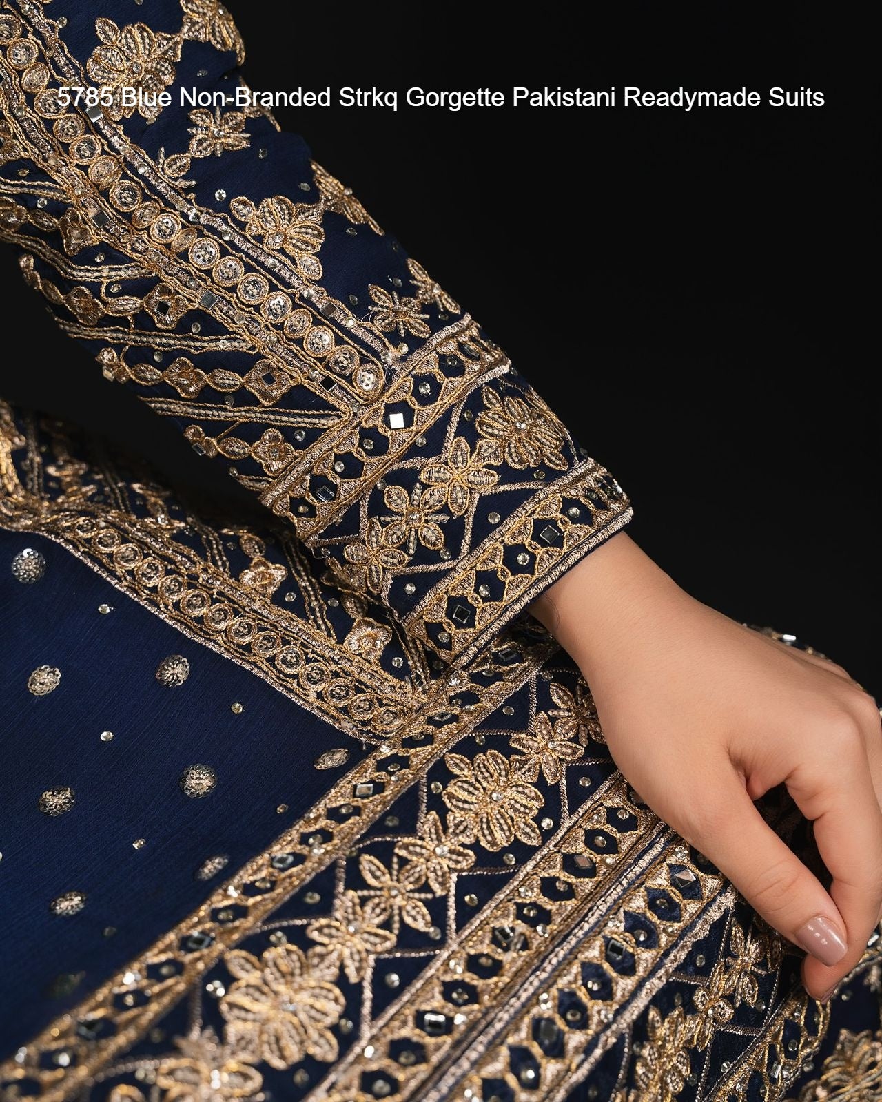 5785 Blue Non-Branded Strkq Gorgette Pakistani Readymade Suits