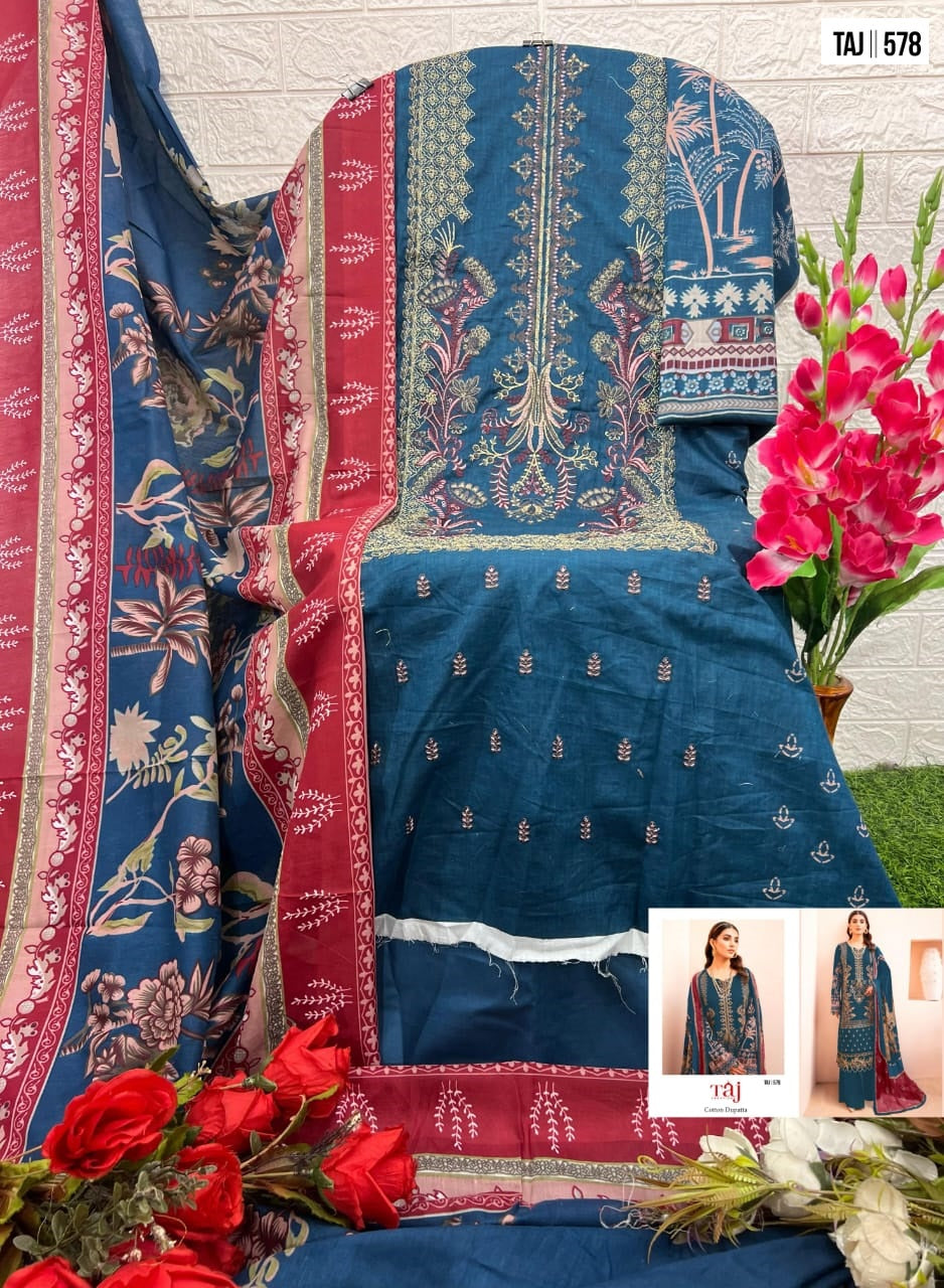 578 Taj Creations Print Pakistani Salwar Suits