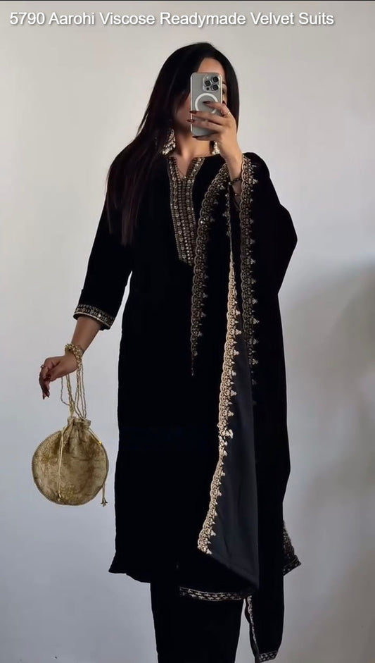 5790 Aarohi Viscose Readymade Velvet Suits