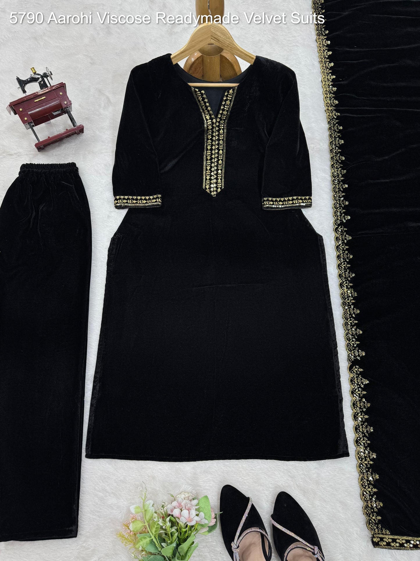 5790 Aarohi Viscose Readymade Velvet Suits