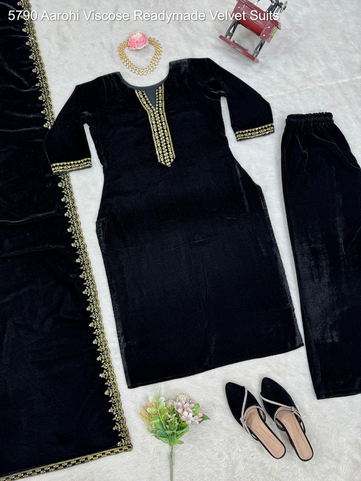 5790 Aarohi Viscose Readymade Velvet Suits