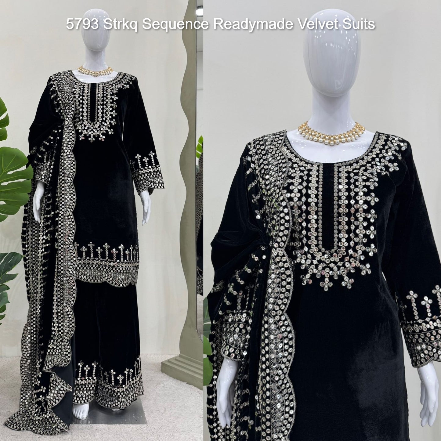 5793 Strkq Sequence Readymade Velvet Suits