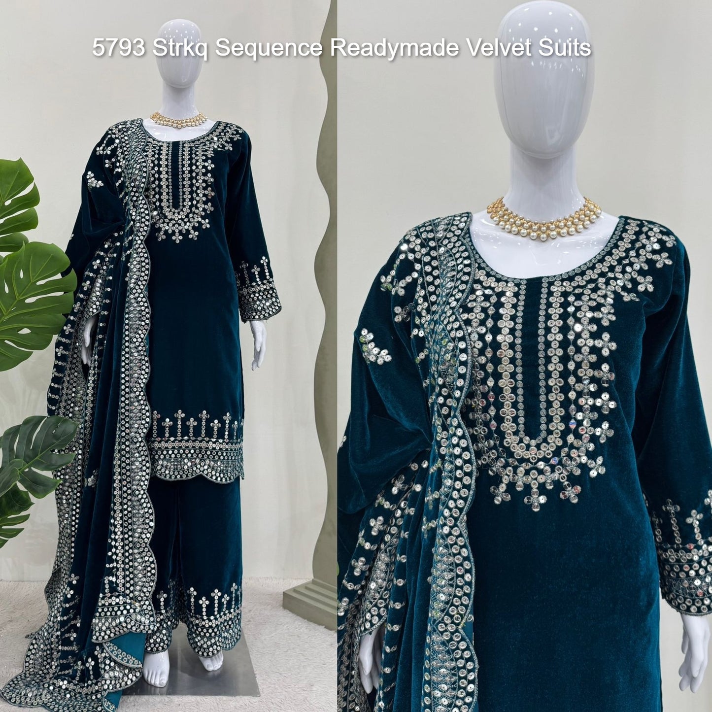 5793 Strkq Sequence Readymade Velvet Suits