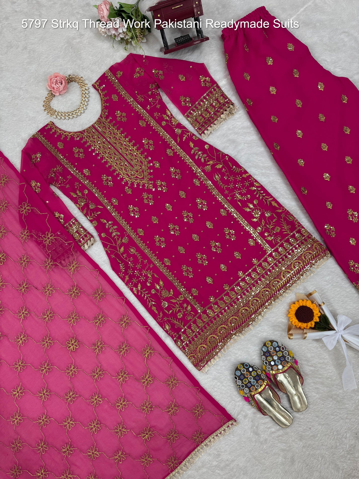 5797 Strkq Thread Work Pakistani Readymade Suits