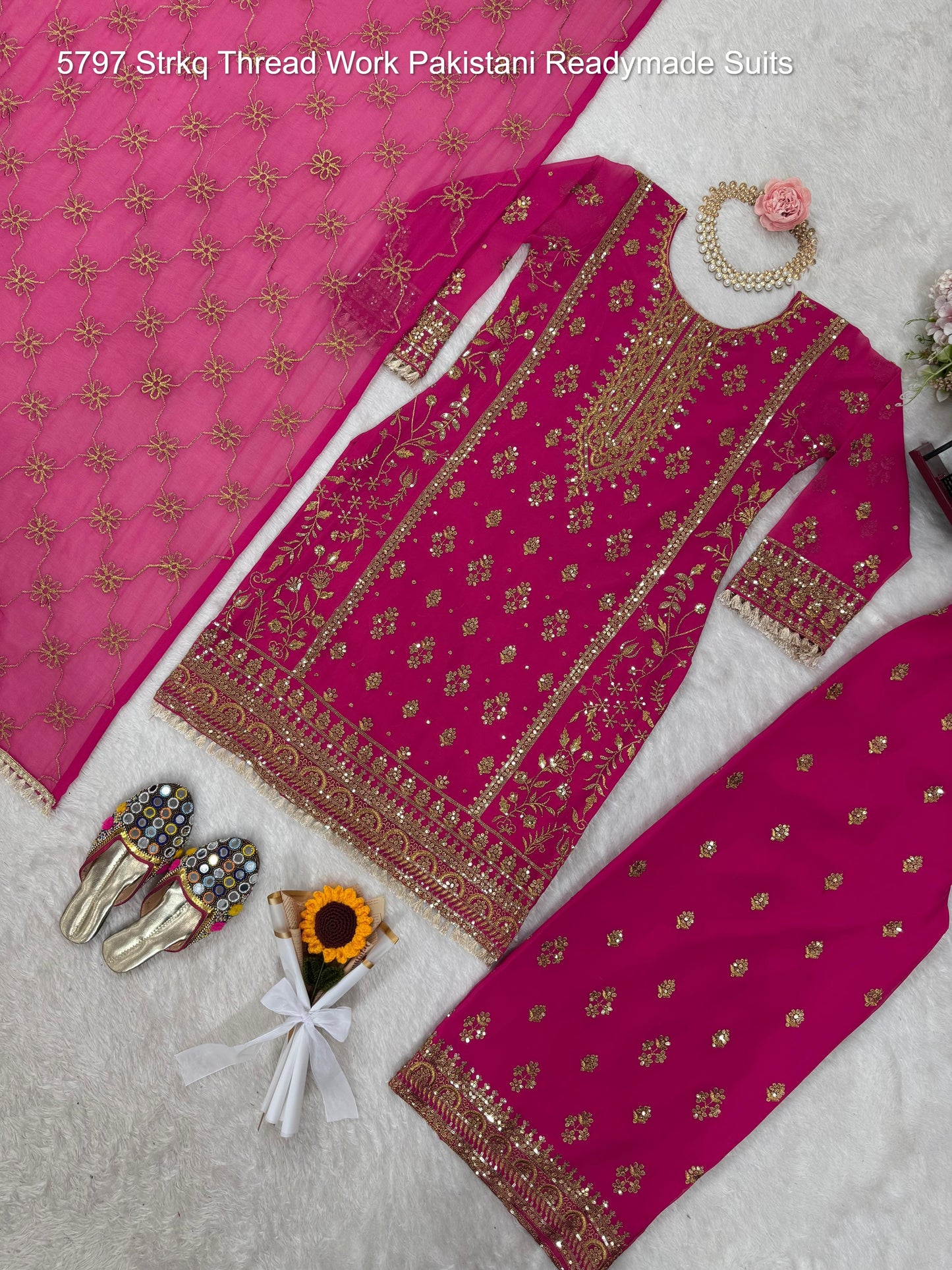 5797 Strkq Thread Work Pakistani Readymade Suits