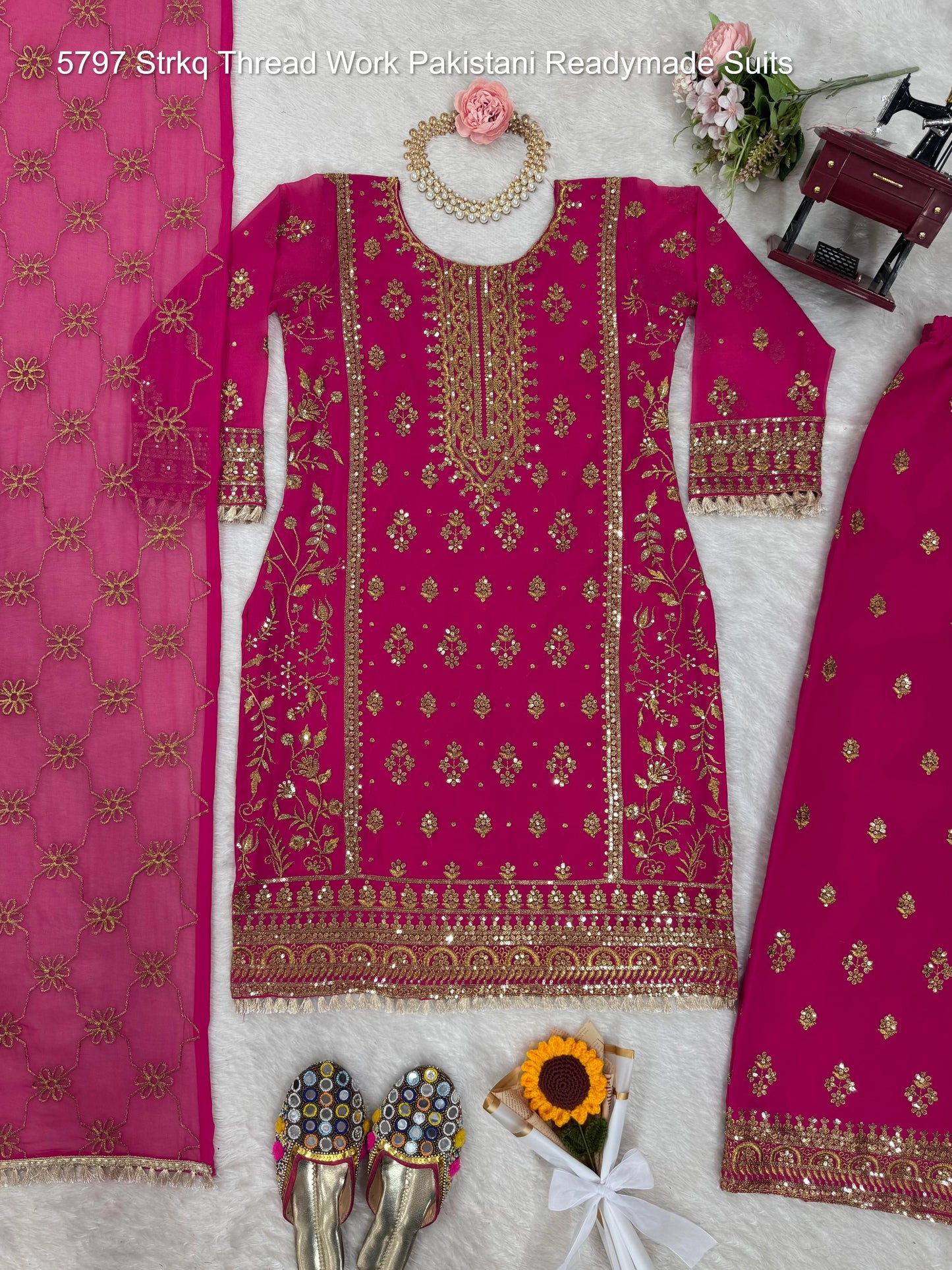 5797 Strkq Thread Work Pakistani Readymade Suits