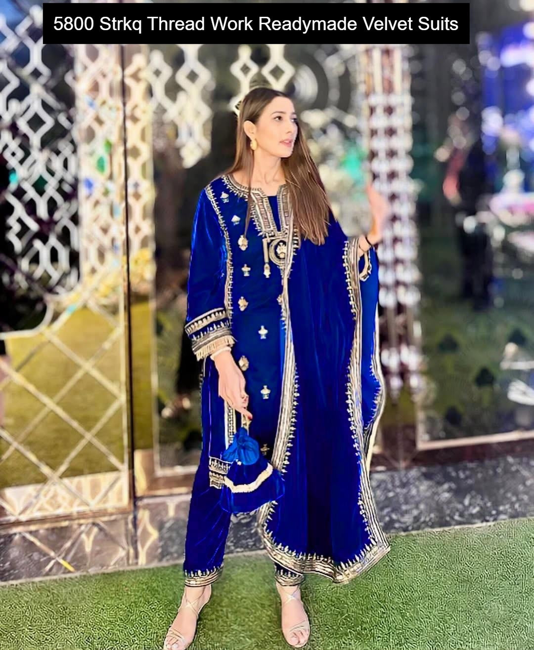 5800 Strkq Thread Work Readymade Velvet Suits