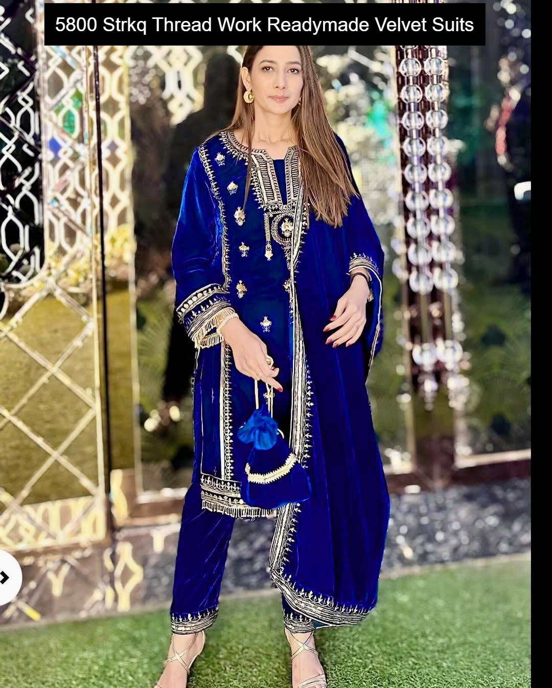 5800 Strkq Thread Work Readymade Velvet Suits