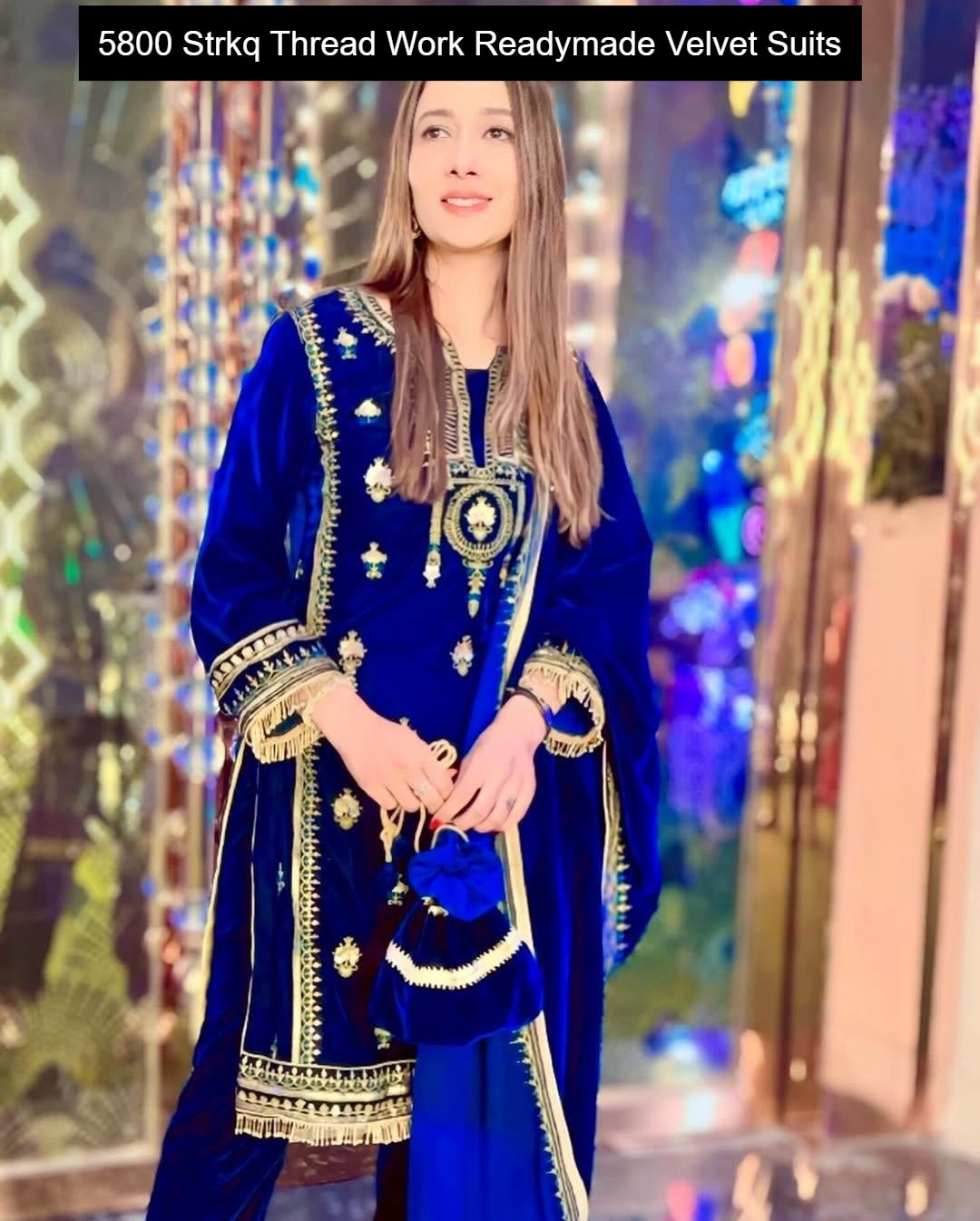 5800 Strkq Thread Work Readymade Velvet Suits