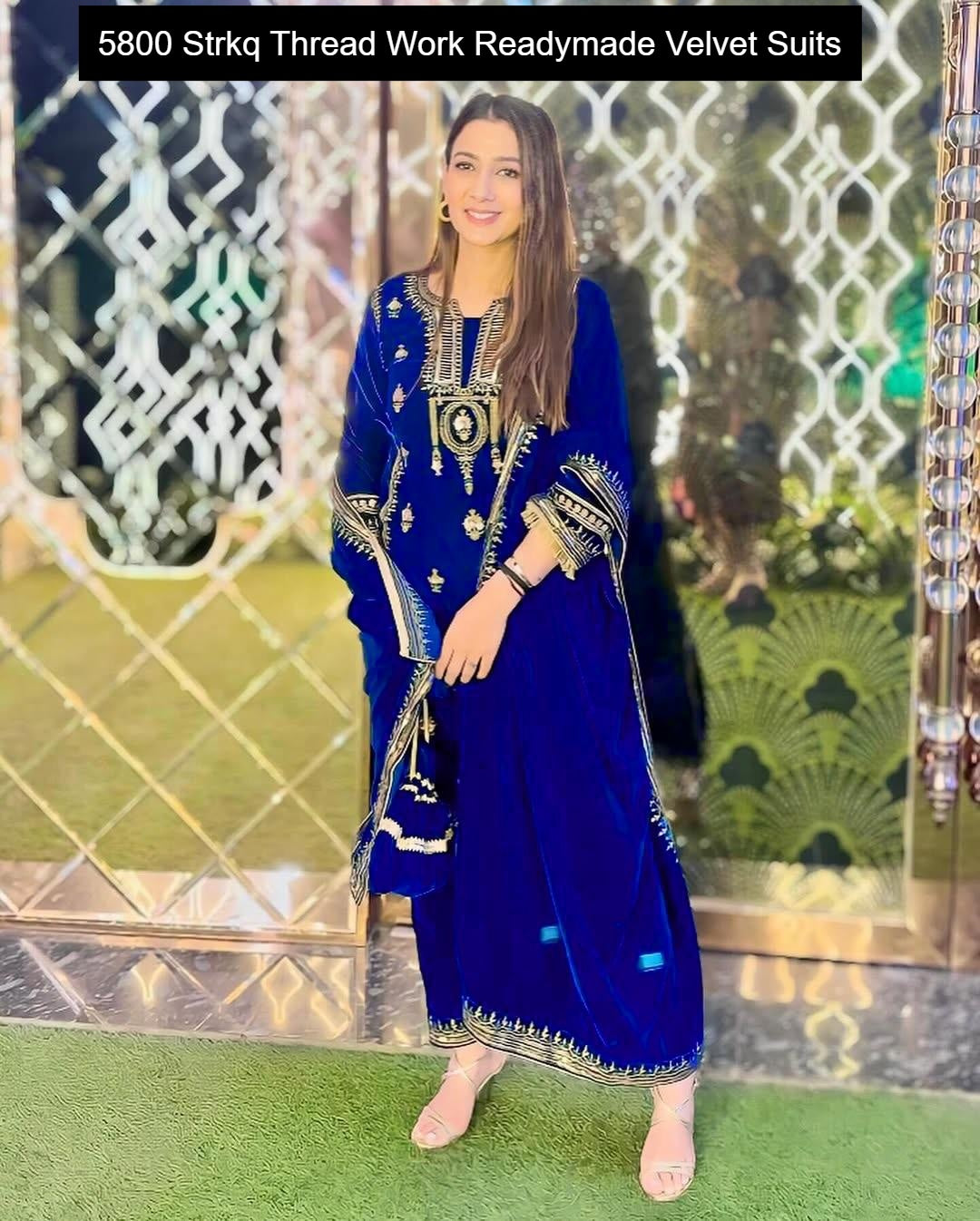 5800 Strkq Thread Work Readymade Velvet Suits