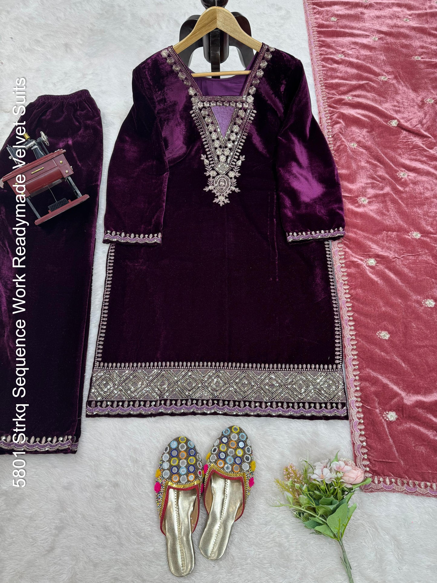 5801 Strkq Sequence Work Readymade Velvet Suits