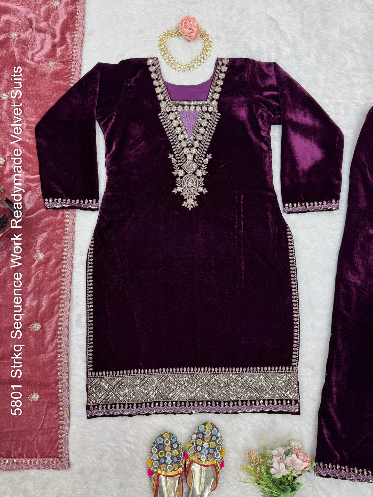 5801 Strkq Sequence Work Readymade Velvet Suits