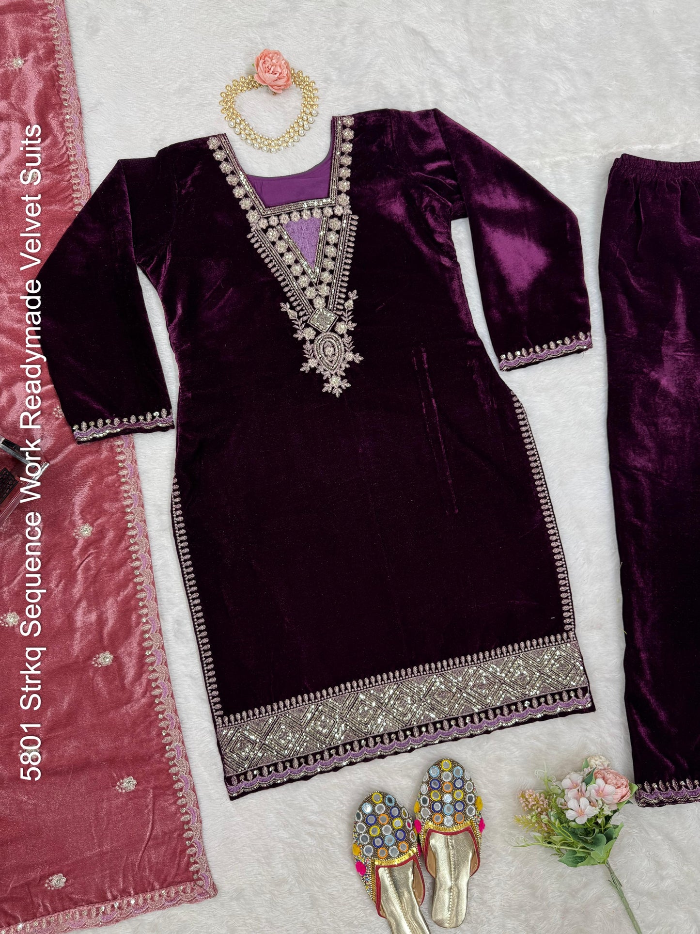 5801 Strkq Sequence Work Readymade Velvet Suits