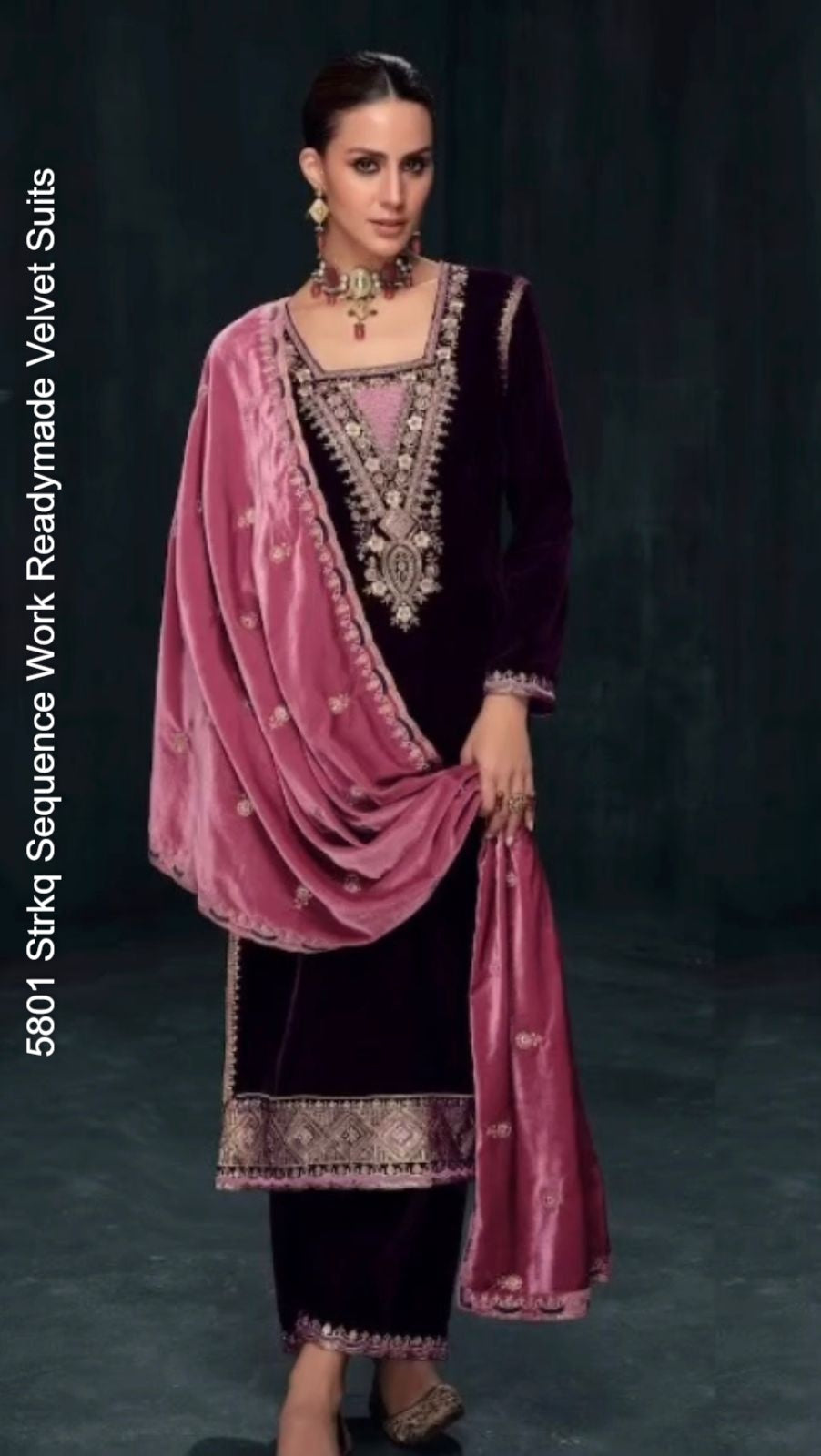 5801 Strkq Sequence Work Readymade Velvet Suits