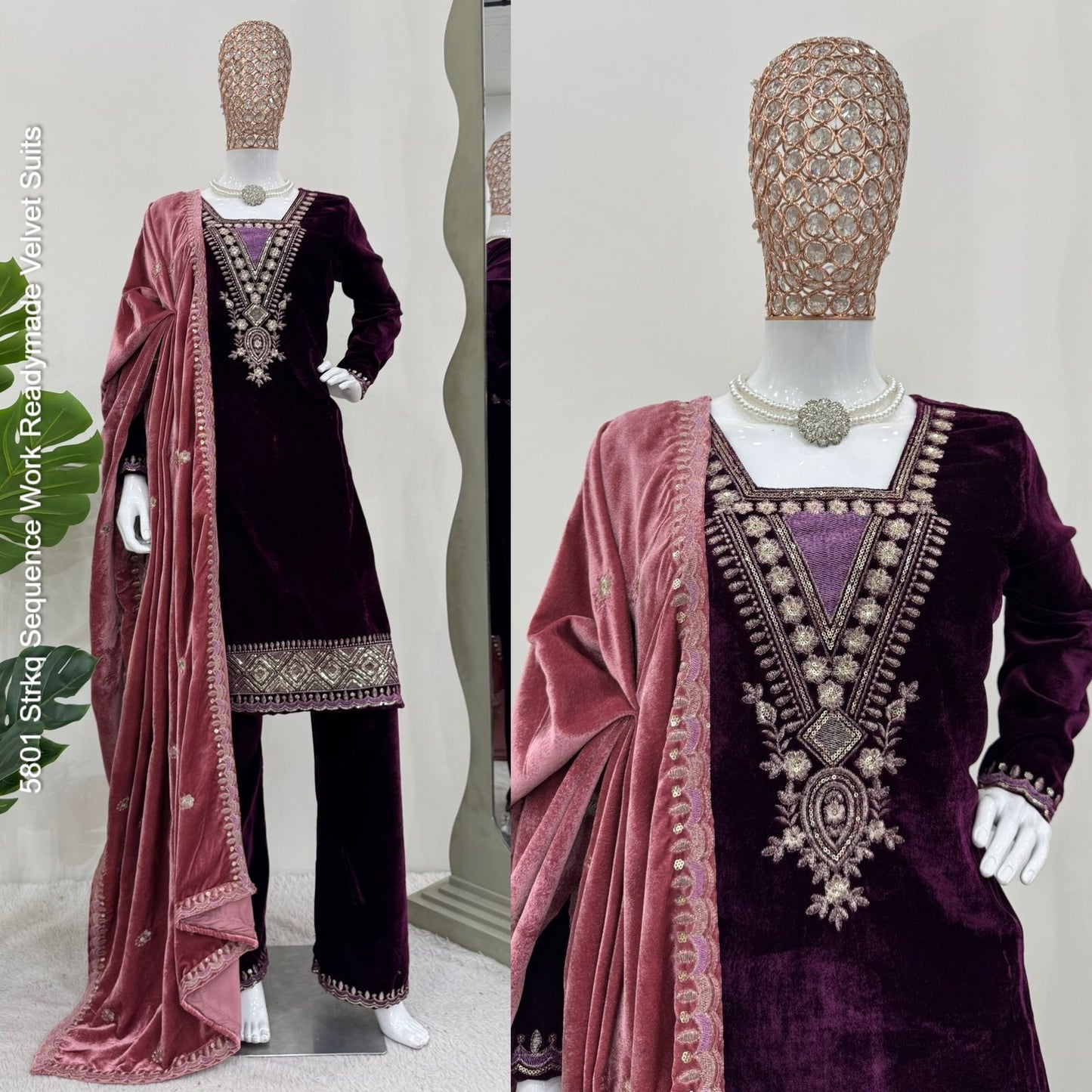 5801 Strkq Sequence Work Readymade Velvet Suits