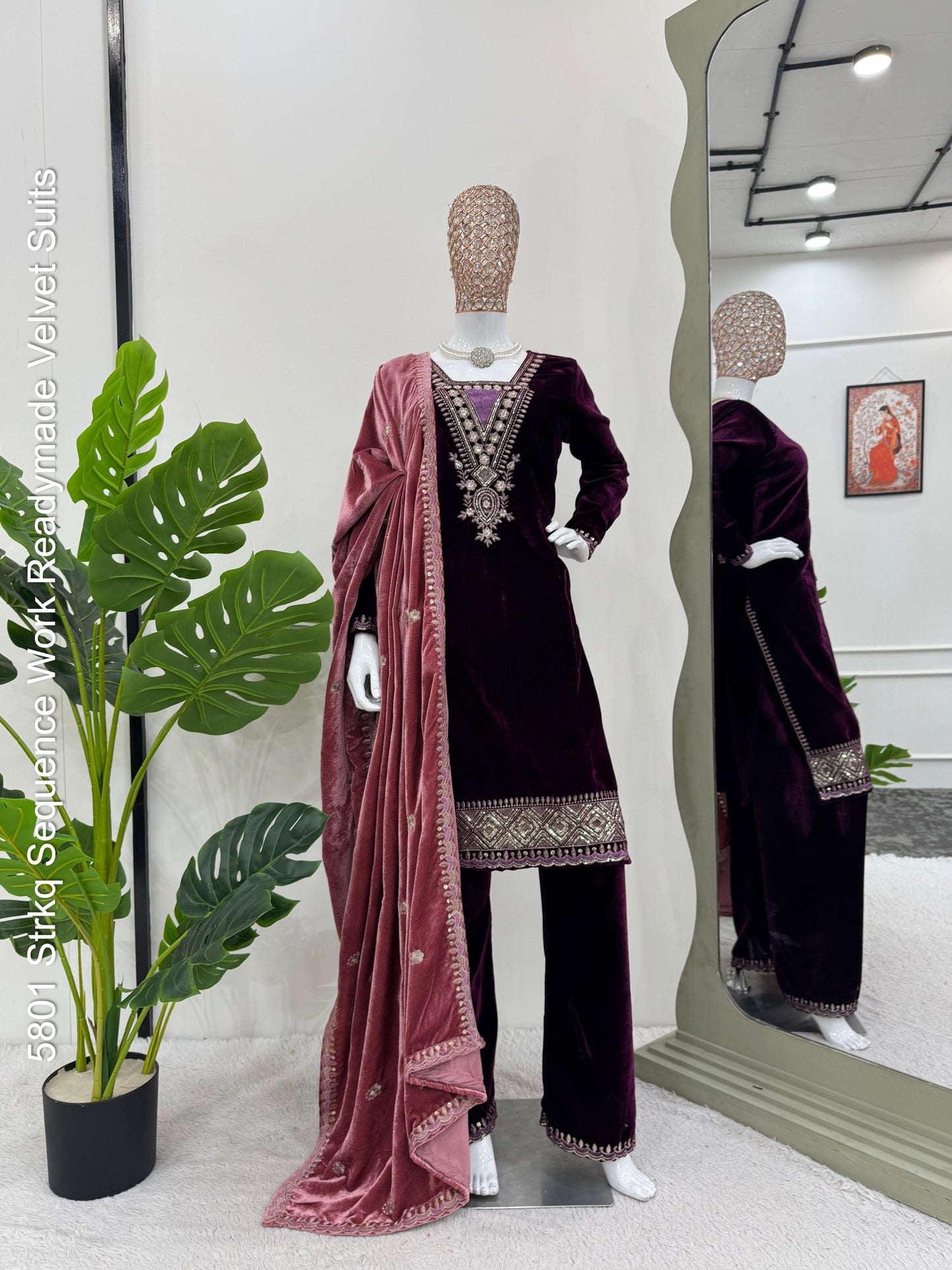 5801 Strkq Sequence Work Readymade Velvet Suits