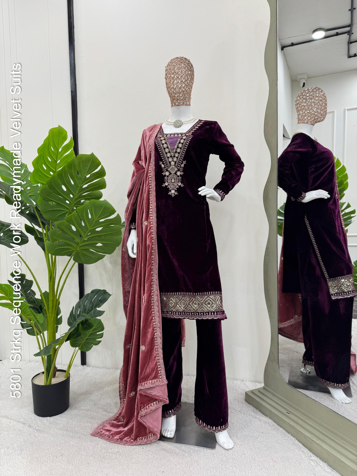 5801 Strkq Sequence Work Readymade Velvet Suits