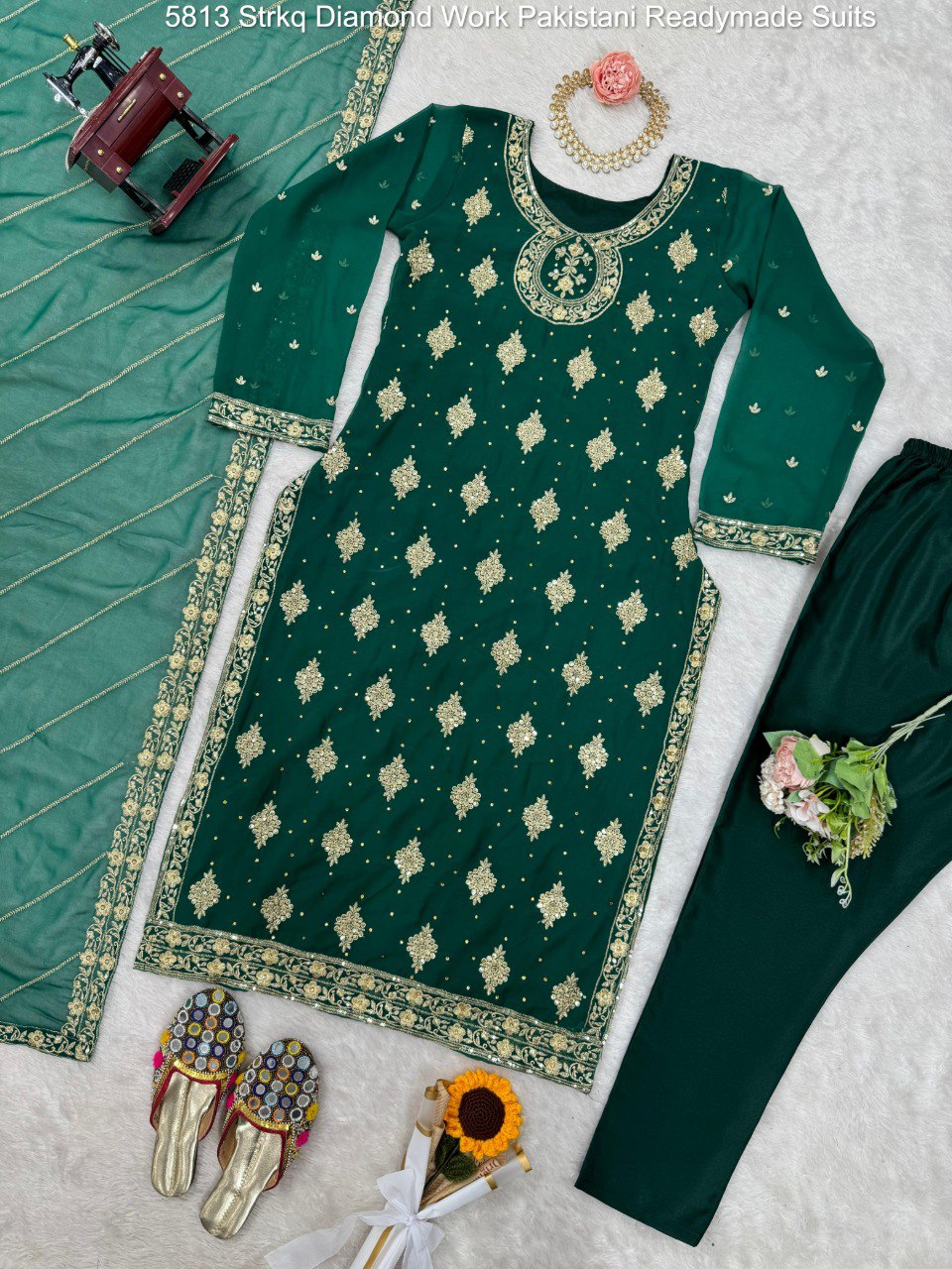 5813 Strkq Diamond Work Pakistani Readymade Suits